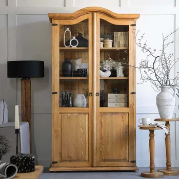 Knihovna Rustikální vitrína CORDOBA Slim VIT112 Barevné provedení: Tmavý vosk K02