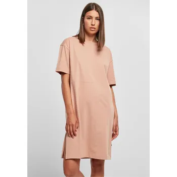 Dámské šaty Oversize šaty Urban Classics s rozparkem z organické bavlny Barva: jantar, Velikost: M