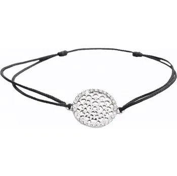 Náramek Provázkový černý náramek s přívěskem s krystaly Swarovski Elements