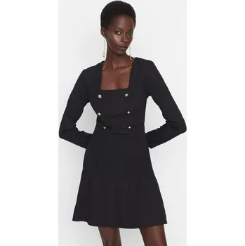 Dámské šaty Trendyol černé tkané šaty s knoflíky Trendyol černá 2002125