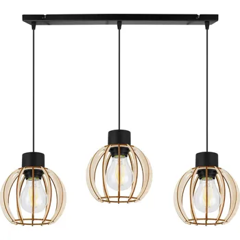 Závěsné svítidlo Timber 8, 3x dřevěné stínítko