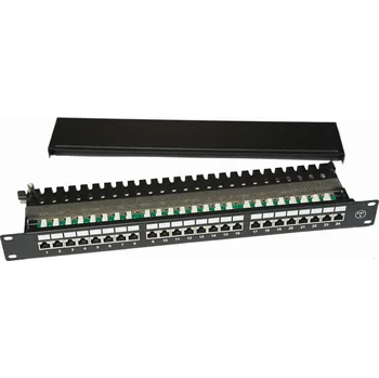 Patch panel OEM Patch panel osazený 19\" 1U 24 FTP Cat 6 černý