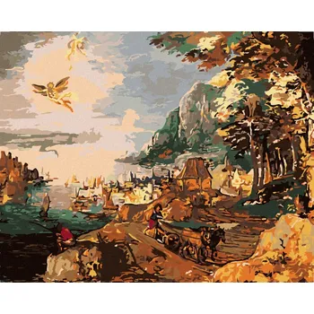 Hračka Diamondi Diamantové malování - KRAJINA S PÁDEM IKARA (JOOS DE MOMPER ML) Rozměr: 40x50 cm, Rámování: bez rámu a bez vypnutí plátna