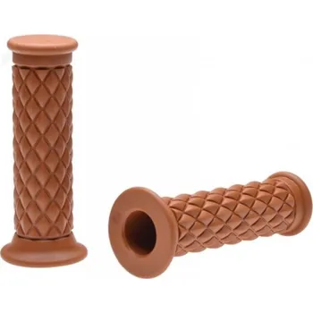 grip gripy řídítek 22/25 mm délka 123 mm RETRO STYLE - hnědé - cafe racer