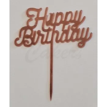 Jedlá dekorace na dort Růžový zápich Happy Birthday č.6