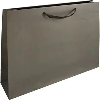 Papírová taška kaštanová Elegance 600x150x430 mm s černým bavlněným tkalounem