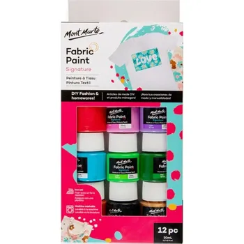 Speciální výtvarná barva MontMarte Sada barev na textil č. 0076 - 12 x 20 ml - papírový obal