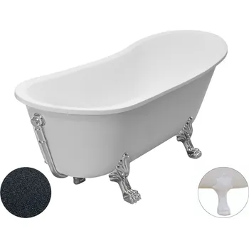 Vana Besco Akrylátová volně stojící vana Olaya Glam G 160x68 s přepadem Typ a barva výpustě: bez odpadového sifonu, Barva podpěrných nožek: Bílá