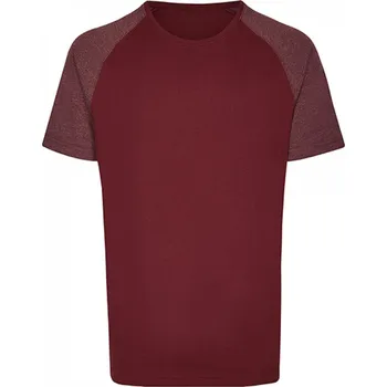 Pánské tričko miners mate Zúžené baseballové tričko Miners Mater s krátkým kontrastním rukávem Barva: vínová - vínová melír, Velikost: S MY110