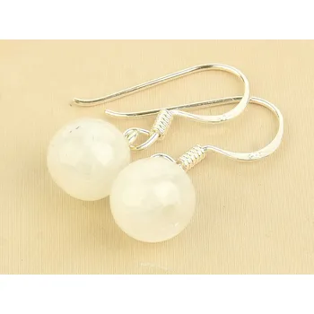 Náušnice Náušnice měsíční kámen kulička 8mm Ag 925/1000 háčky