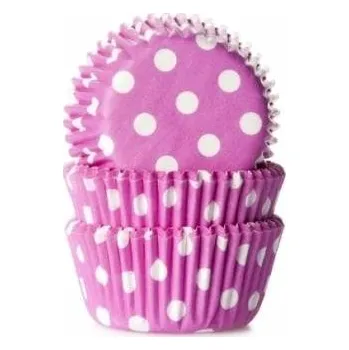 Forma na pečení Košíčky na muffiny mini 60ks fialové s bílými puntíky House of Marie