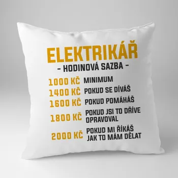 Žertovný předmět Elektrikář - hodinová sazba - polštář