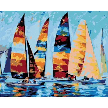 Diamondi Diamantové malování - PLACHETNICE NA MOŘI Rozměr: 40x50 cm, Rámování: bez rámu a bez vypnutí plátna