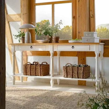 Komoda Rustikální konzolový stolek WHITE HOME MES17 Barevné provedení: Bílá patina K03 - bezbarvý vosk K09