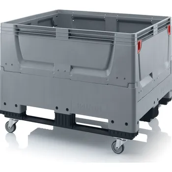 paleta Skládací big boxy uzavřené 120 x 100 x 93 cm, 4 kolečka, 3 ližiny - Stříbrošedá - materiál: 1 A nový materiál - KSG 1210KR