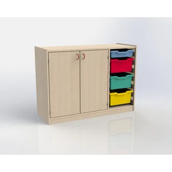 Komoda TVAR v.d. Klatovy Skříňka se 2 dvířky vlevo a 3+1 plastovými zásuvkami