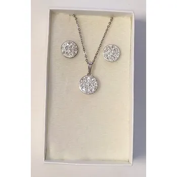 Souprava šperků Sada náušnice, náhrdelník SW kamínky (Sada šperků - SWAROVSKI, rhodium)