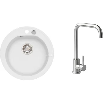 Granitový dřez Alveus Niagara 10 BÍLÁ Set - různé typy baterií Dřez / Set: Set, Baterie: Set Angle