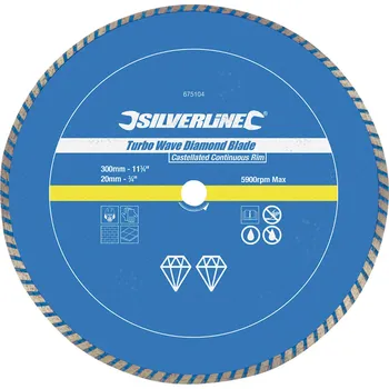 Řezný kotouč Diamantový řezný kotouč - Turbo Wave - 300 × 22,23 mm Silverline 675104