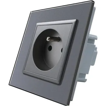 Elektrická zásuvka WELAIK Zásuvka skleněná jednoduchá tmavě šedá