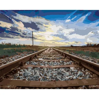 Hračka Diamondi Diamantové malování - KOLEJE A MODRÉ NEBE Rozměr: 40x50 cm, Rámování: bez rámu a bez vypnutí plátna