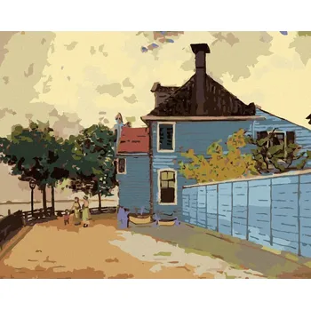 Hračka Diamondi Diamantové malování - MODRÝ DŮM V ZAANDAMU (CLAUDE MONET) Rozměr: 40x50 cm, Rámování: bez rámu a bez vypnutí plátna