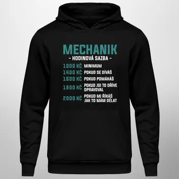 Žertovný předmět Mechanik - hodinová sazba - pánská mikina s potiskem