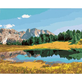 Diamondi Diamantové malování - LES, HORY A JEZERO Rozměr: 40x50 cm, Rámování: bez rámu a bez vypnutí plátna