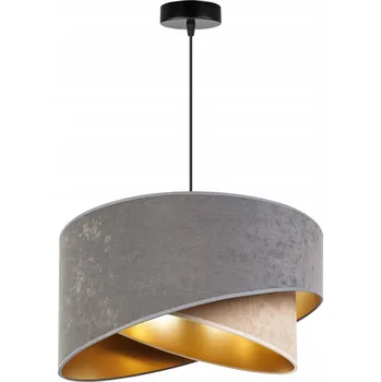 Závěsné svítidlo Mediolan, 1x šedé/béžové/zlaté textilní stínítko