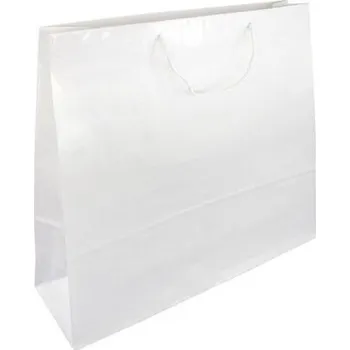 Papírová taška bílá Milano 550x150x480 mm LESKLÁ laminace
