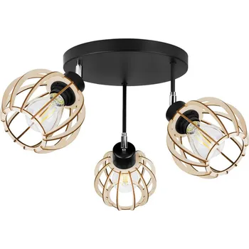 Bodové svítidlo Stropní svítidlo Timber 8, 3x dřevěné stínítko, orp