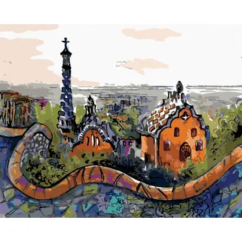Diamondi Diamantové malování - PARK GÜELL V BARCELONĚ Rozměr: 40x50 cm, Rámování: vypnuté plátno na rám