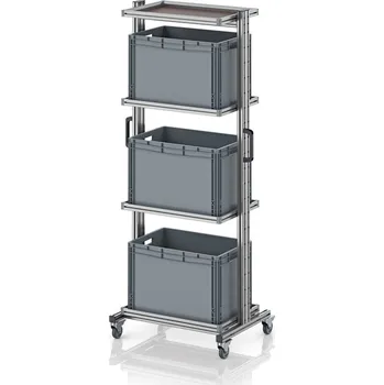 paleta Systémový přepravní vozík pro euro přepravku 60 x 40, výška 200 cm, bez výsuvu 83,4 x 55 x 201,1 cm - materiál: Aluminium / Stahl / Kunststoff / MPX - EG SW 200-1 6442