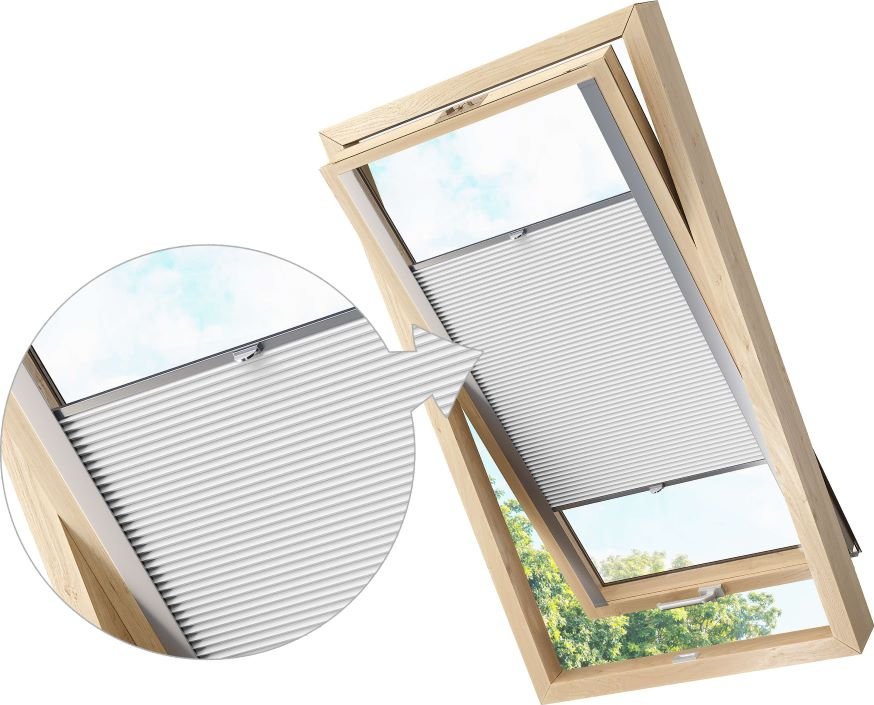 ZEBRA-SHOP PLISSÉ PRO STŘEŠNÍ OKNO VELUX MK 06 / BÍLÁ PM01 / profil STŘÍBRNÝ - SKLADEM