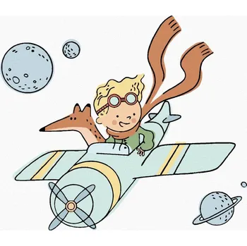 Diamondi Diamantové malování - MALÝ PRINC LETÍ S LETADÝLKEM Rozměr: 40x50 cm, Rámování: bez rámu a bez vypnutí plátna