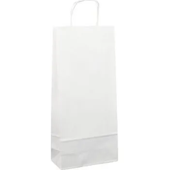 Papírová taška na víno bílá Mosela DUO 140x80x390 mm s krouceným uchem - pro 2 lahve