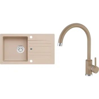 Granitový dřez Alveus Cortina 140 BÉŽOVÁ Set - různé typy baterií Dřez / Set: Set, Baterie: Set Tonia běžová
