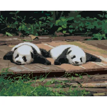 Hračka Diamondi Diamantové malování - PANDA LEŽÍCÍ NA DŘEVĚ Rozměr: 40x50 cm, Rámování: vypnuté plátno na rám