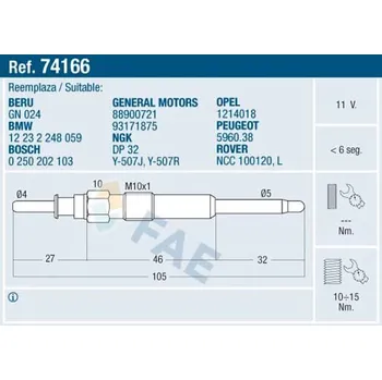 Zapalovací a žhavicí svíčka Žhavicí svíčka FRANCISCO ALBERO S.A. 74166