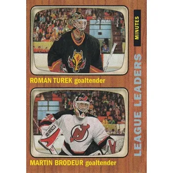 Karetní hra insert karta TUREK/BRODEUR 01-02 Topps Heritage League Leaders číslo 115