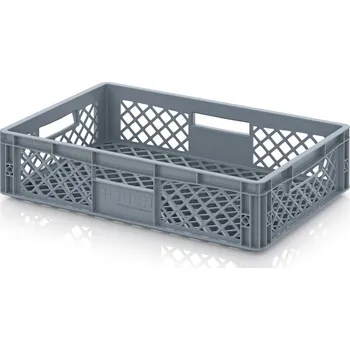 Euro přepravky přerušované 60 x 40 x 15 cm - Stříbrošedá - materiál: PP - EO 64/15