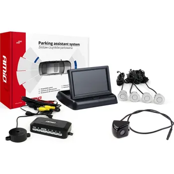 Parkovací asistent Parkovací asistent TFT02 4,3" s kamerou HD-308-IR 4 senzory stříbrné, , ,