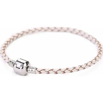 Náramek Náramek na korálky TOPBEADS kožený 16-20 cm - přírodní bílý-béžový