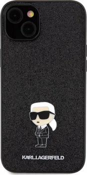 Pouzdro na mobilní telefon Karl Lagerfeld Fixed Glitter Metal Ikonik pro Apple iPhone 15 Plus černé