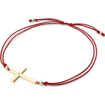 Náramek Dámský náramek přírodní diamant 0.006 ct G/SI šňůrkový kříž 10947-NRS-CV-ZL-DIA délka 21 cm