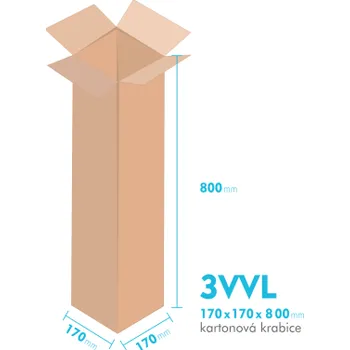 Obalový materiál Kartonové krabice 3VVL - 170x170x800mm - vnitřní 165x165x790mm