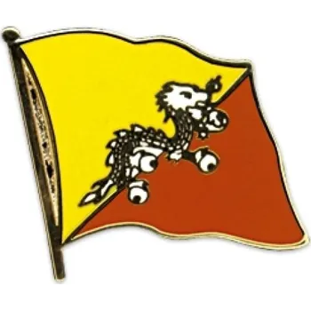 Odznak (pins) 20mm vlajka Bhútán - barevný