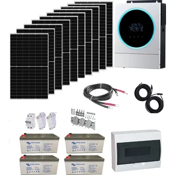 solární set Solární set Sunset Kombi 3850, 230V AC, panely 3850Wp, měnič 5600W, AGM akumulátory 48V 230Ah 11,40kWh, Kombi měnič MPPT s možností napojení sítě 230VAC nebo agregátu (Komponenty pro solární sestavu 230V/3850Wp s možností nabíjení ze sítě)