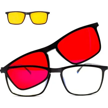 Počítačové brýle Brýle na počítač 3 v 1 proti 100% modrému a zelenému světlu, čirá, žlutá a červená skla + zdarma obal a hadřík