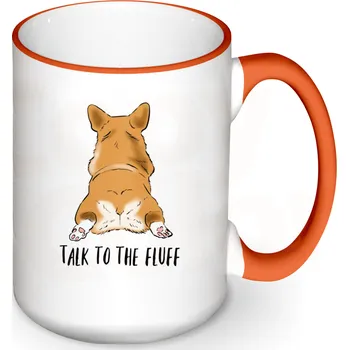 Gravírování Maxi hrnek - bílý hrnek s oranžovým lemem a uchem